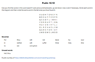 Psalm 16:10 Word Search Puzzle