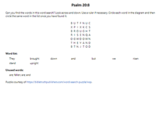 Psalm 20:8 Word Search Puzzle