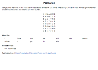 Psalm 26:4 Word Search Puzzle