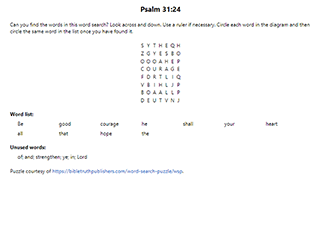 Psalm 31:24 Word Search Puzzle