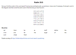 Psalm 35:5 Word Search Puzzle