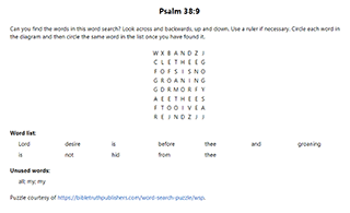 Psalm 39:10 Word Search Puzzle