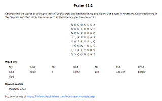 Psalm 42:2 Word Search Puzzle
