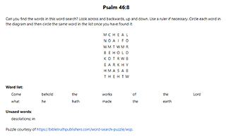 Psalm 46:8 Word Search Puzzle