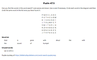 Psalm 47:5 Word Search Puzzle