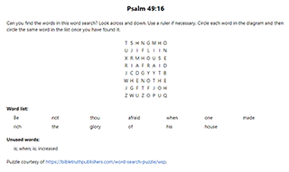 Psalm 49:16 Word Search Puzzle