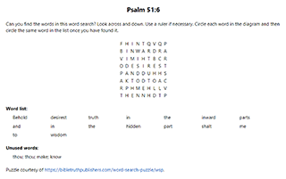 Psalm 51:6 Word Search Puzzle
