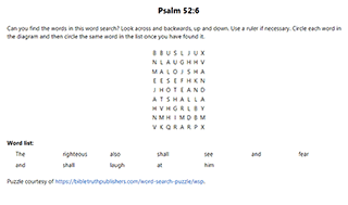 Psalm 52:6 Word Search Puzzle