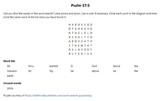 Psalm 57:5 Word Search Puzzle