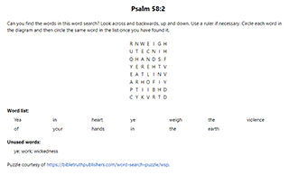 Psalm 58:2 Word Search Puzzle