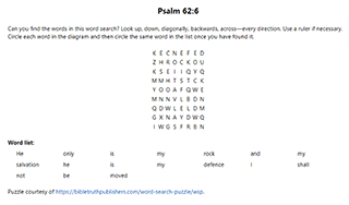 Psalm 62:6 Word Search Puzzle