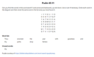 Psalm 65:11 Word Search Puzzle