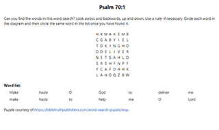 Psalm 70:1 Word Search Puzzle