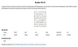 Psalm 74:17 Word Search Puzzle
