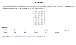 Psalm 75:7 Word Search Puzzle