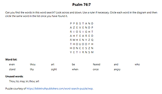 Psalm 76:7 Word Search Puzzle