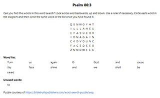 Psalm 80:3 Word Search Puzzle