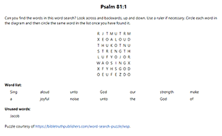 Psalm 81:1 Word Search Puzzle