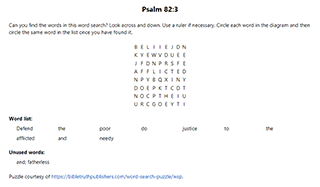 Psalm 82:3 Word Search Puzzle