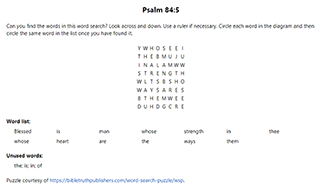 Psalm 84:5 Word Search Puzzle