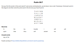 Psalm 86:7 Word Search Puzzle