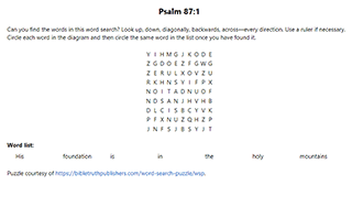 Psalm 87:1 Word Search Puzzle