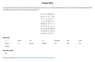 Psalm 95:6 Word Search Puzzle