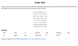 Psalm 103:8 Word Search Puzzle