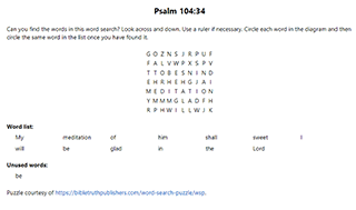 Psalm 104:34 Word Search Puzzle