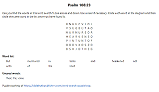 Psalm 106:23 Word Search Puzzle