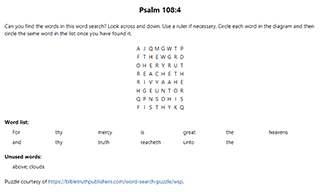 PSalm 108:4 Word Search Puzzle