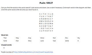 Psalm 109:27 Word Search Puzzle
