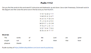 Psalm 112:7 Word Search Puzzle