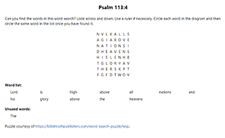 Psalm 113:4 Word Search Puzzle