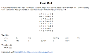 Psalm 114:8 Word Search Puzzle
