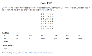 Psalm 115:11 Word Search Puzzle