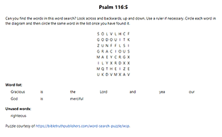 Psalm 116:5 Word Search Puzzle