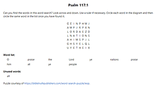 Psalm 118:16 Word Search Puzzle