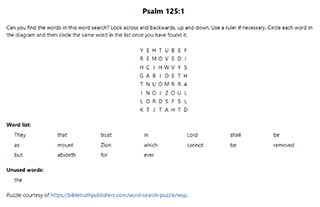 Psalm 125:1 Word Search Puzzle