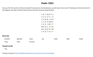 Psalm 129:3 Word Search Puzzle