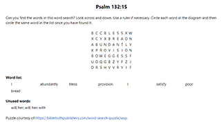 Psalm 134:1 Word Search Puzzle