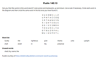 Psalm 140:13 Word Search Puzzle