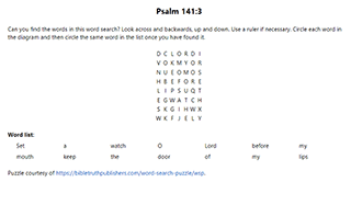 Psalm 141:3 Word Search Puzzle