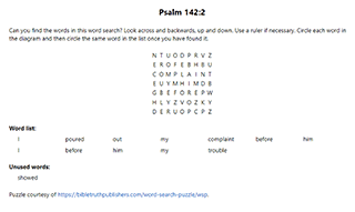 Psalm 142:2 Word Search Puzzle