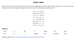 Psalm 144:4 Word Search Puzzle
