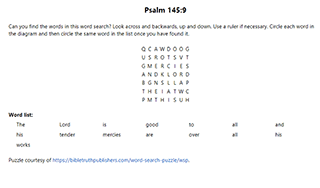 Psalm 145:9 Word Search Puzzle