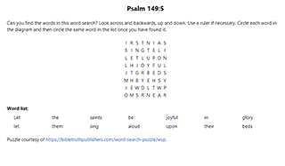 Psalm 149:5 Word Search Puzzle