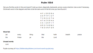 Psalm 150:6 Word Search Puzzle