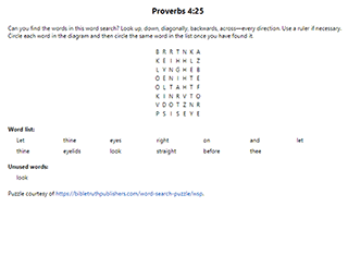 Proverbs 4:25 Word Search Puzzle