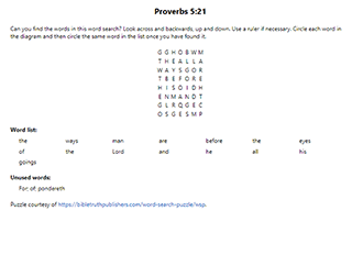 Proverbs 5:21 Word Search Puzzle